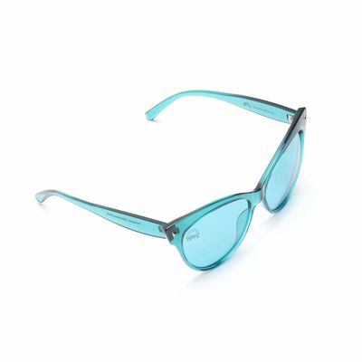 Cateye PC Frame Aqua Lens Blue Light Therapy Glasses للاسترخاء