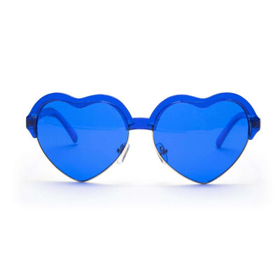 القلب الإطار الأزرق العلاج بالضوء النظارات النظارات المعدنية الإطار مع صبغة