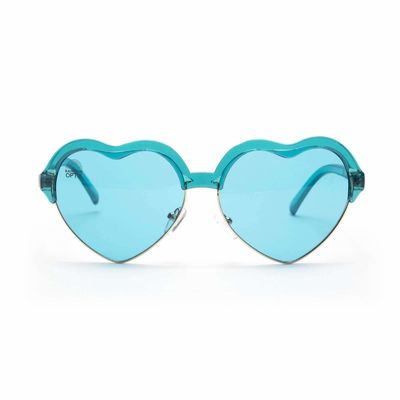 نظارة شمسية للعلاج بالألوان باللون الأزرق المائي بإطار قلب