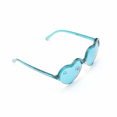 نظارة شمسية للعلاج بالألوان باللون الأزرق المائي بإطار قلب